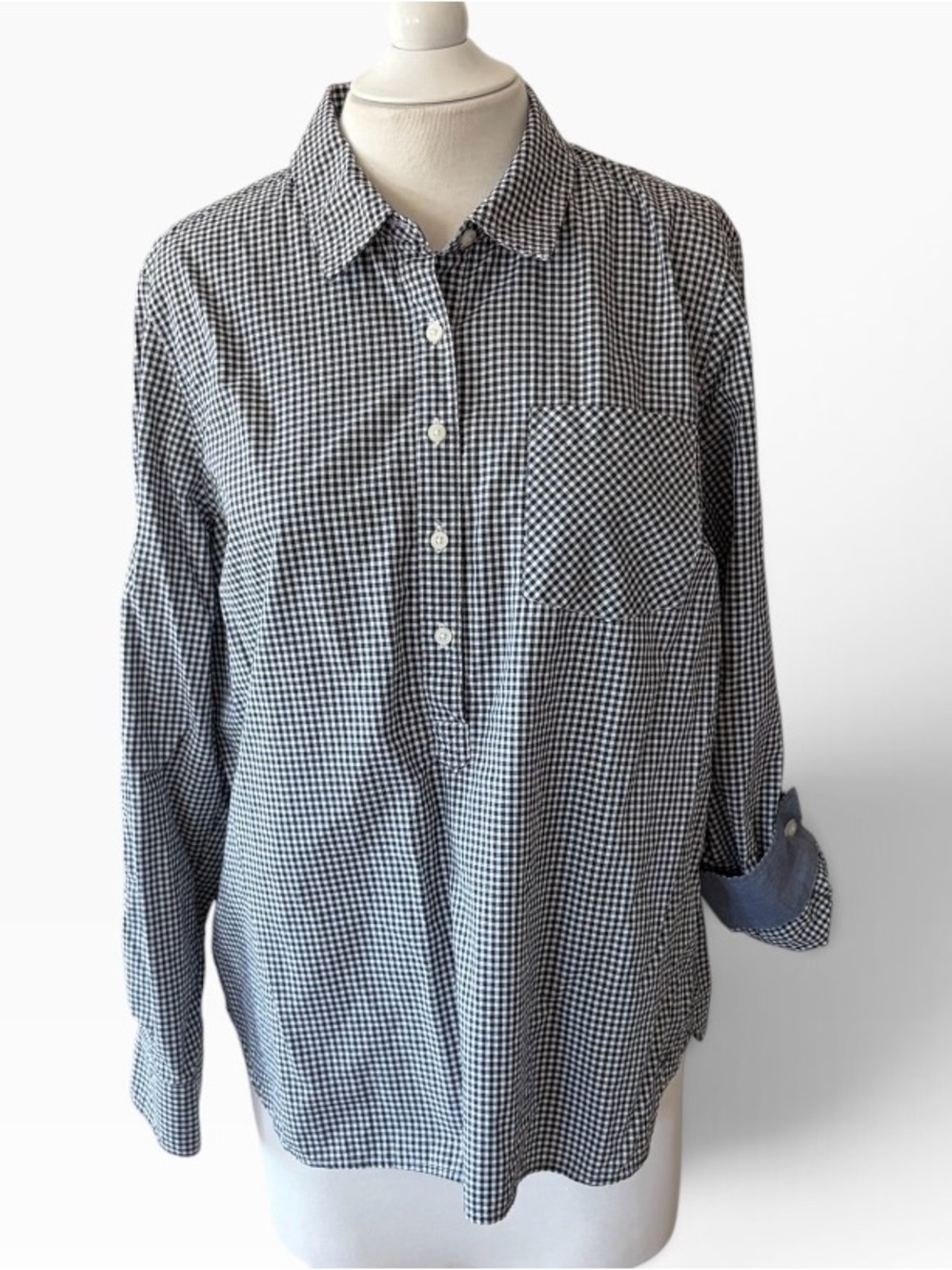 Tommy Hilfiger Black and White Gingham Button-Up Shirt Size XL